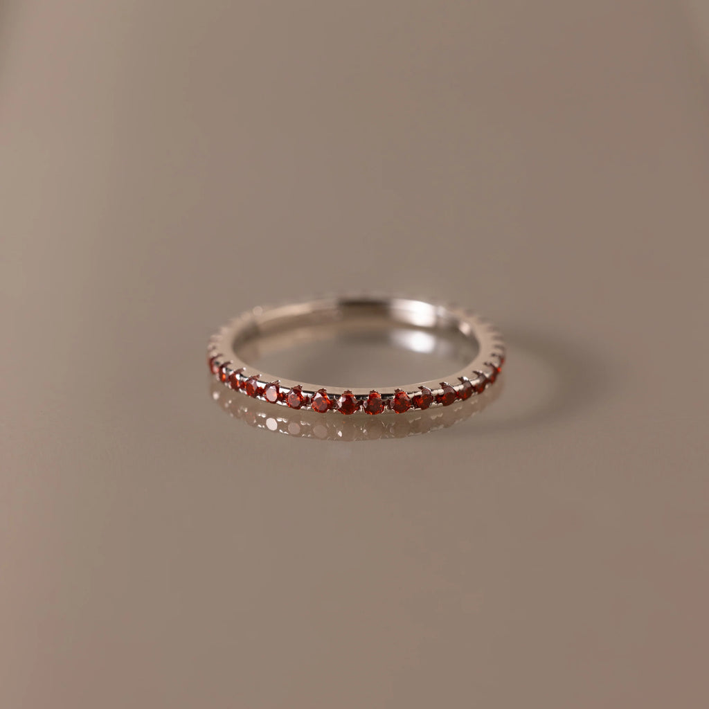 Garnet Eternity Ring Silver 18K Gold Plated