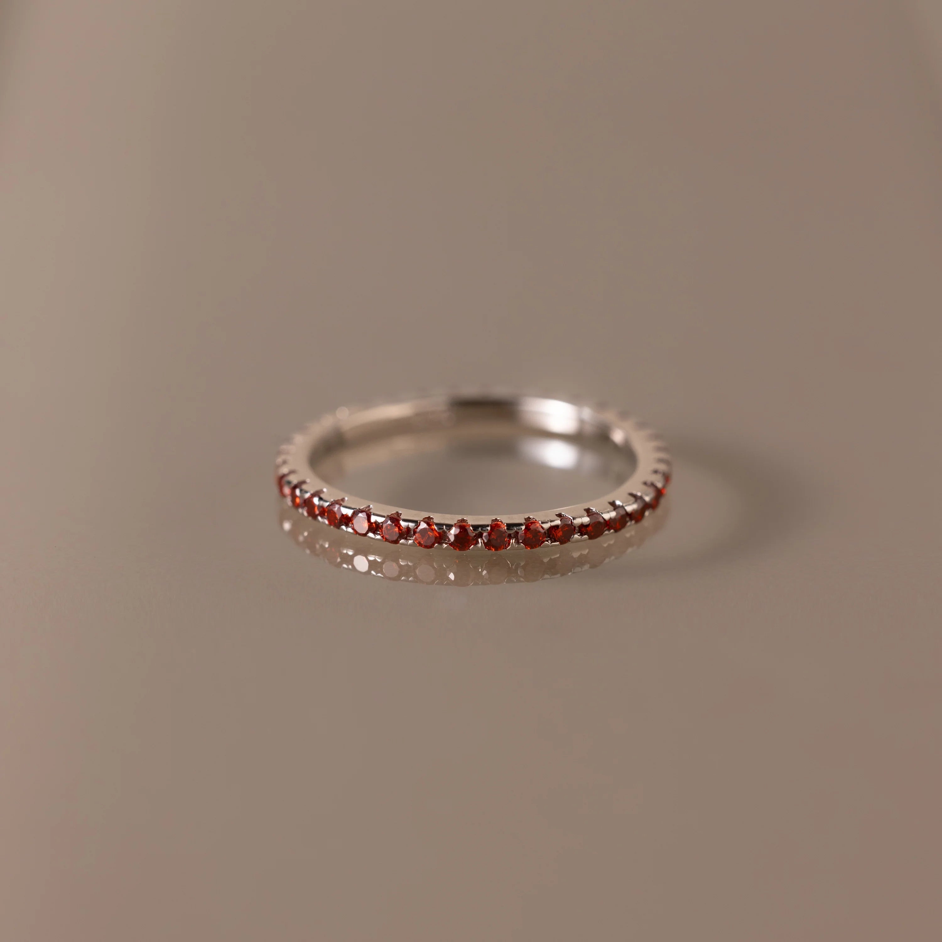 Garnet Eternity Ring Silver 18K Gold Plated