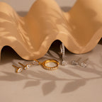 Diamond Drop Earrings Set Silver 18K Gold Plated