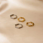 Parker Pave Hexagon Huggies Silver 18K Gold Plated