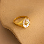 North Star Signet Ring Silver 18K Gold Plated