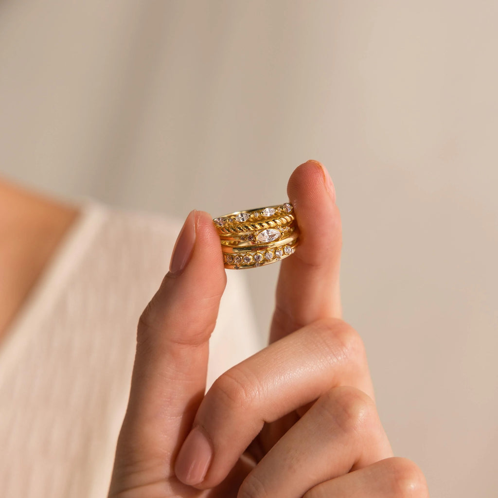 Marquise Diamond Ring Silver 18K Gold Plated