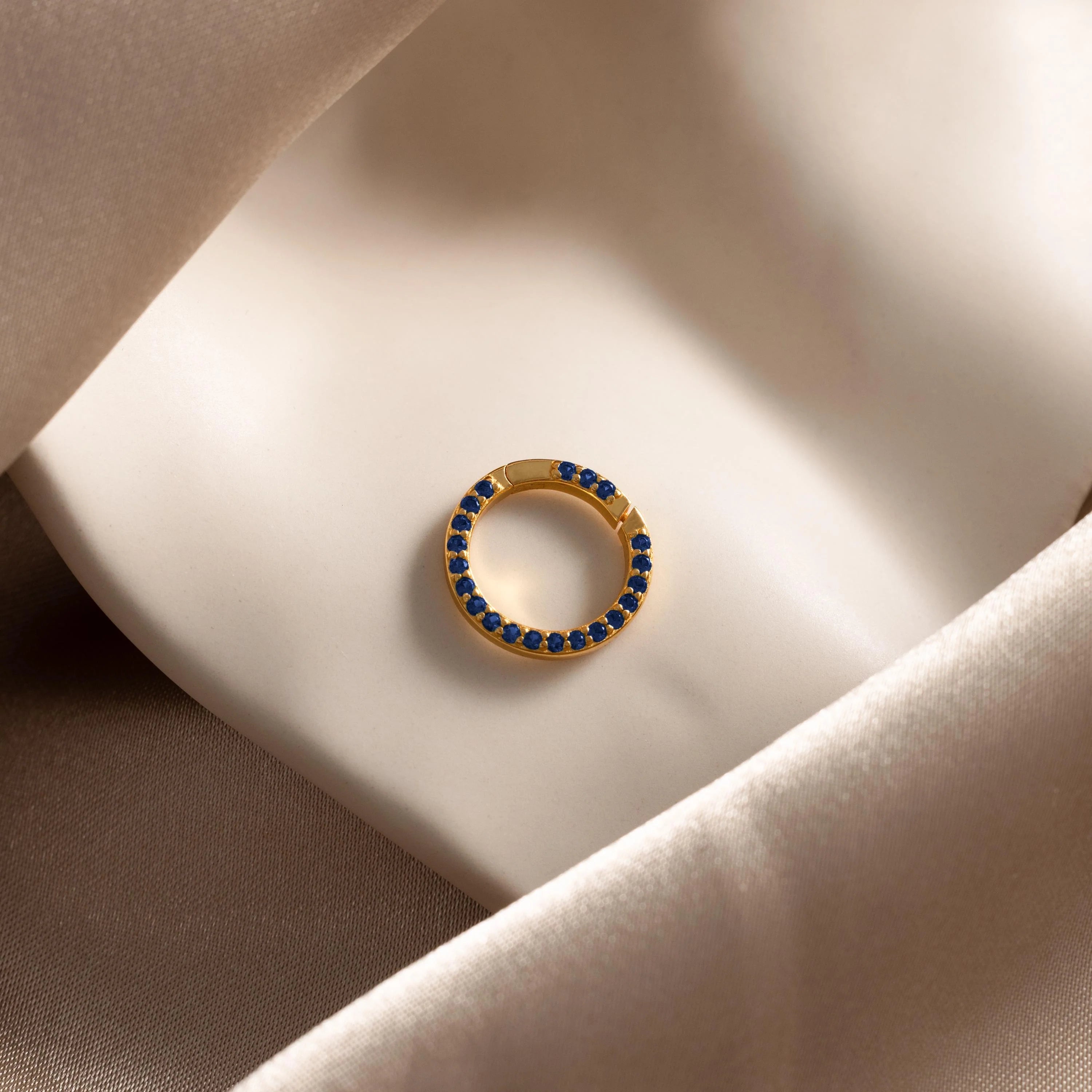 Pave Sapphire Charm Clip  Silver 18K Gold Plated