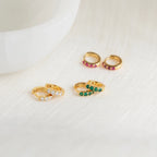 Elise Gemstone Huggies Set Silver 18K Gold Plated