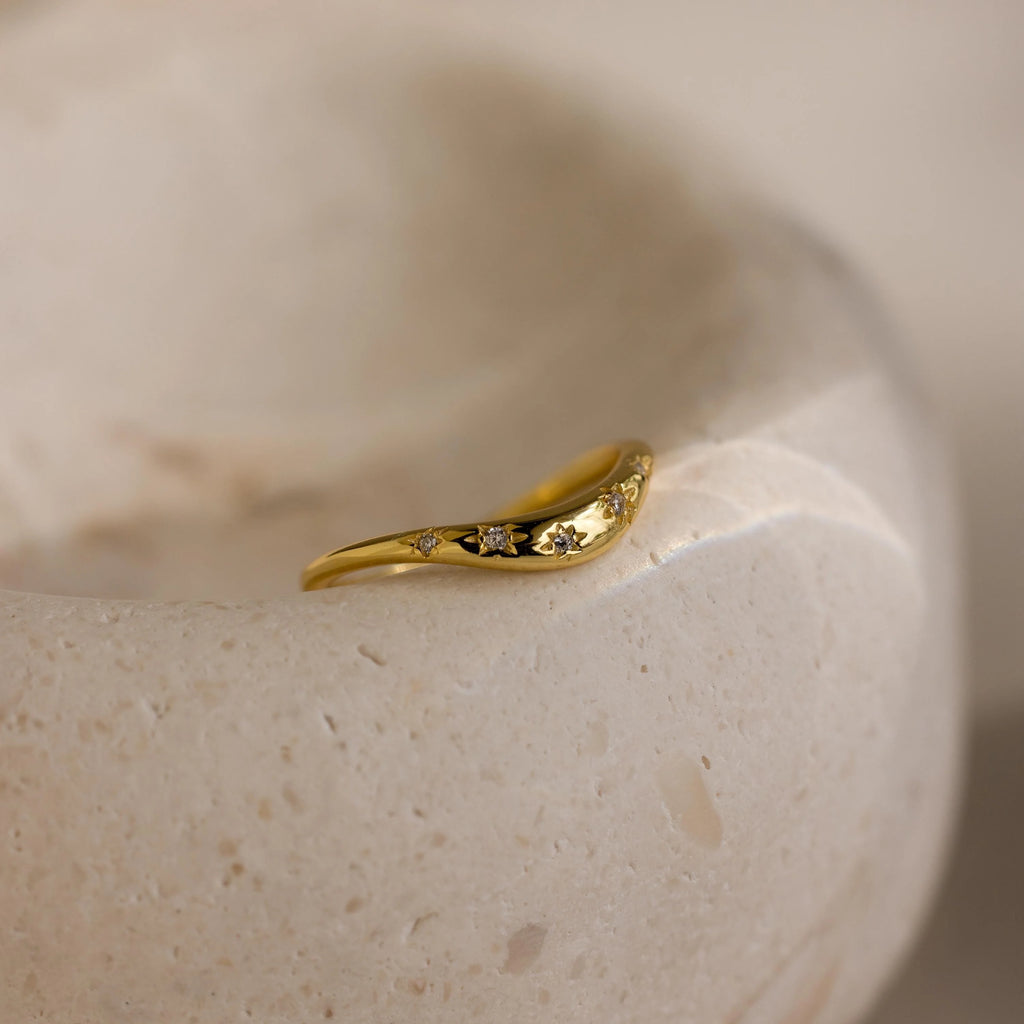 North Star Curve Dome Ring Silver 18K Gold Plated