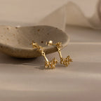 Diamond Starburst Cluster Ear Jackets Silver 18K Gold Plated