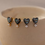 Abalone Pearl Heart Studs Silver 18K Gold Plated