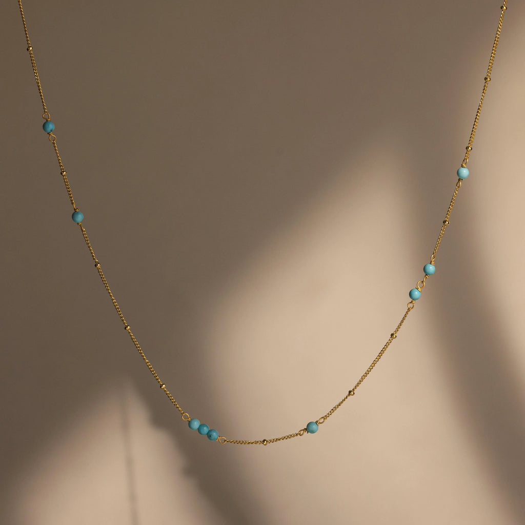 Turquoise Satellite Necklace Silver 18K Gold Plated