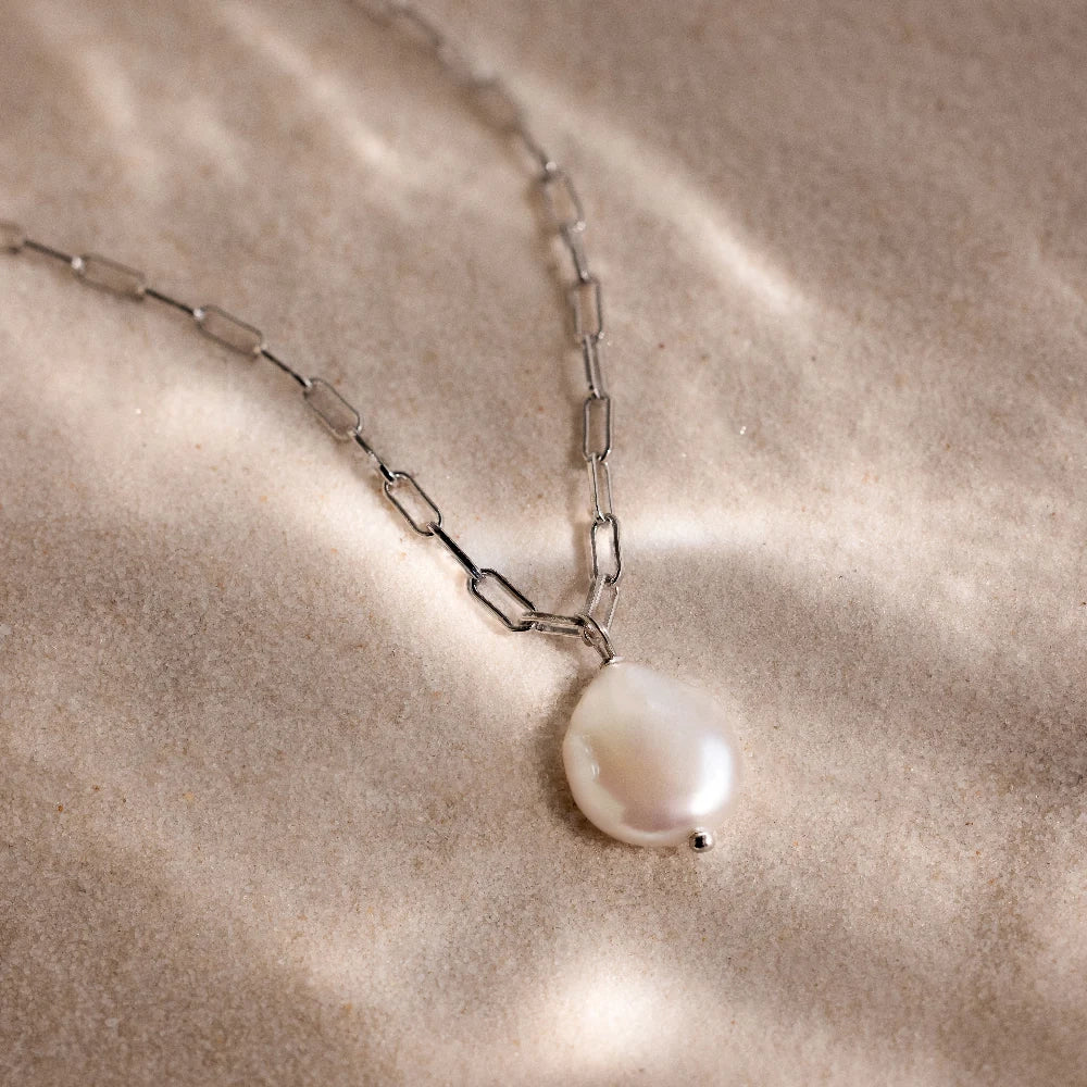 Baroque Pearl Necklace Silver 18K Gold Plated