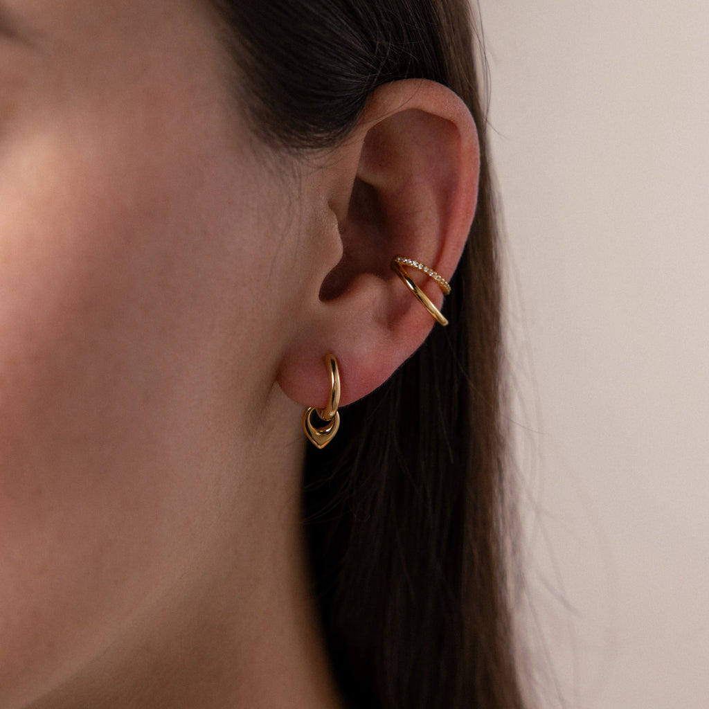 Tiny Teardrop Huggies Silver 18K Gold Plated