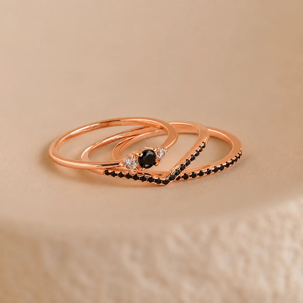 Set of 3 Black Diamond Rings Collection