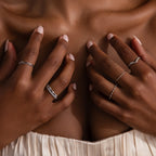 Pave Curve Stacking Set Silver 18K Gold Plated
