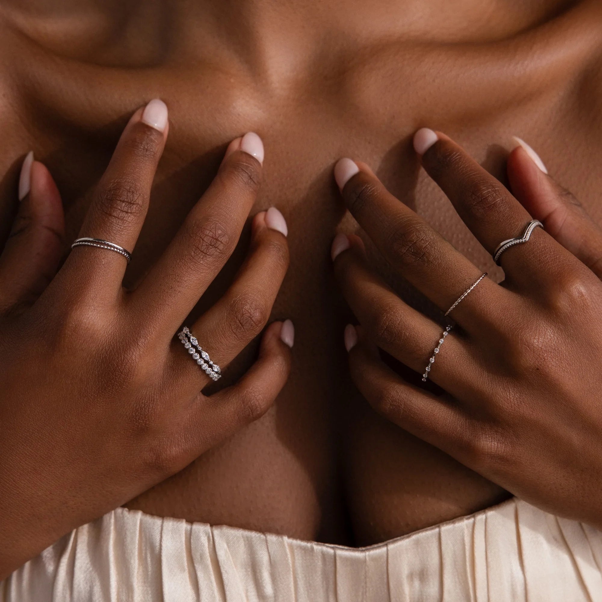 Pave Curve Stacking Set Silver 18K Gold Plated