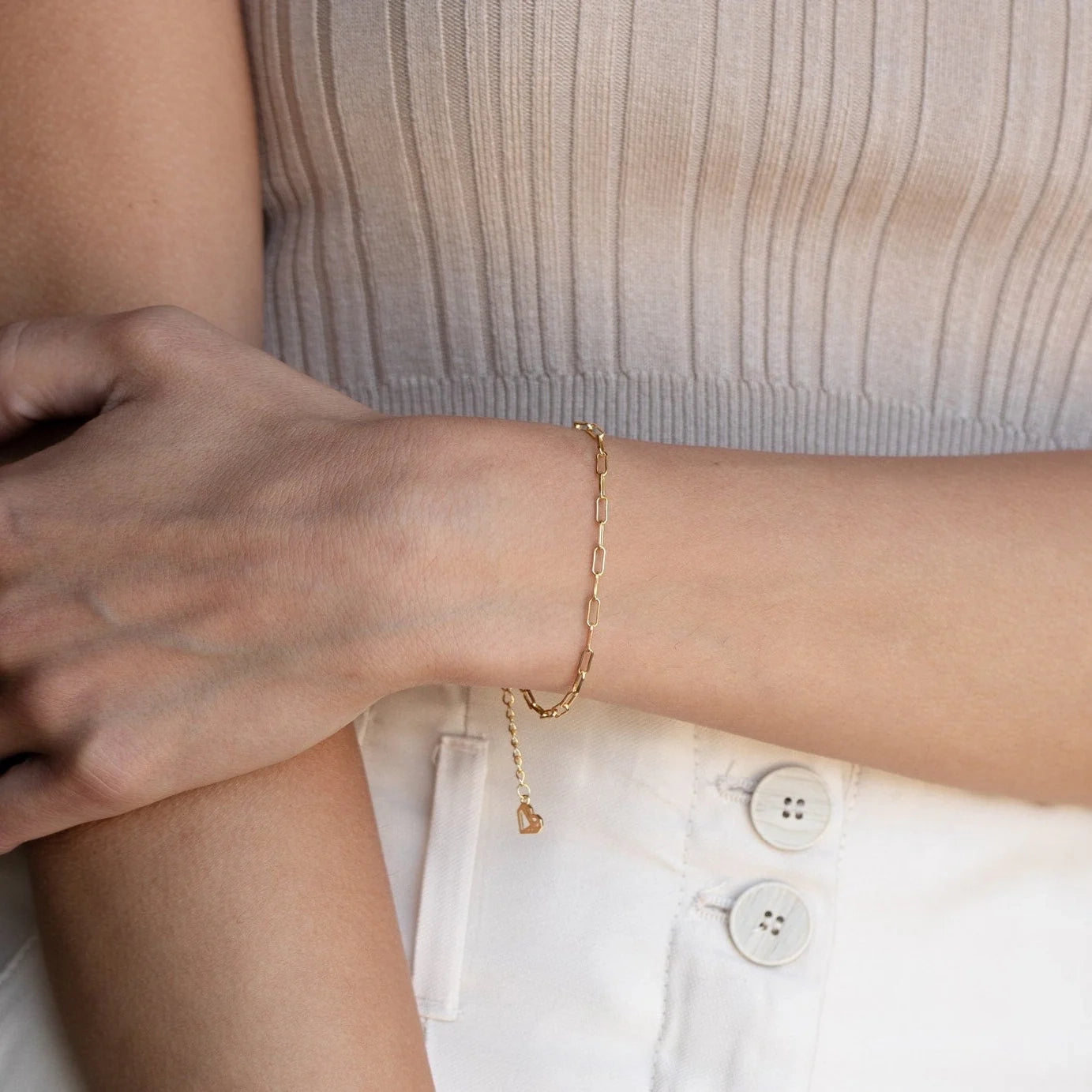 Paperclip Chain Bracelet Silver 18K Gold Plated