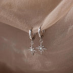 Opal Starburst Charm Huggies Silver 18K Gold Plated