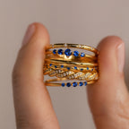 Sapphire Stacking Ring Set Silver 18K Gold Plated