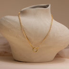 Diamond  Circle Clasp Necklace Silver 18K Gold Plated