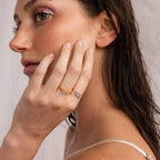 Aquamarine Stacking Ring Set Silver 18K Gold Plated