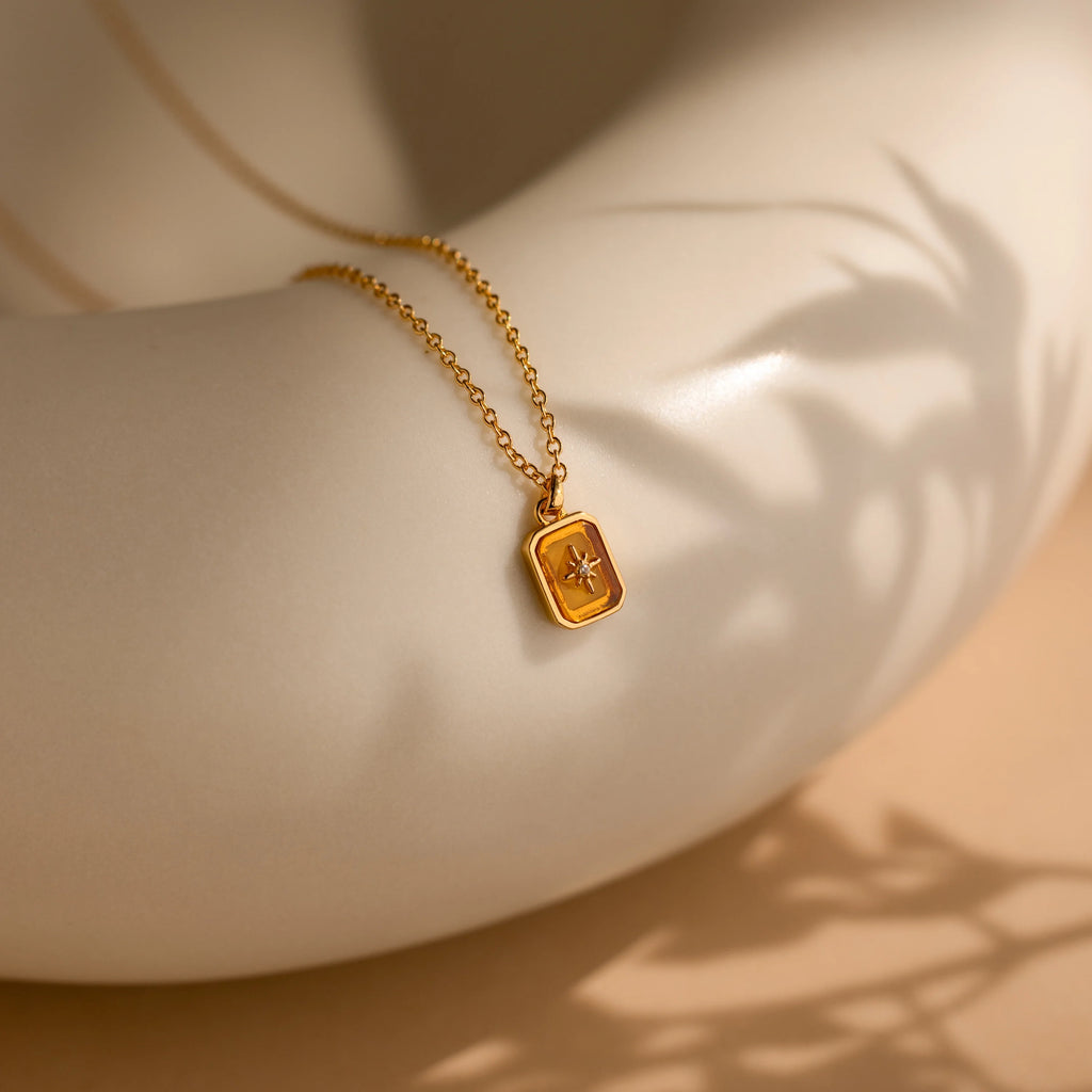 North Star Topaz Necklace Silver 18K Gold Plated