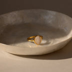 Moonstone Signet Ring Silver 18K Gold Plated