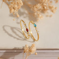 Space Marquise Birthstone Ring Silver 18K Gold Plated