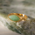 Marquise Jade Signet Ring Silver 18K Gold Plated