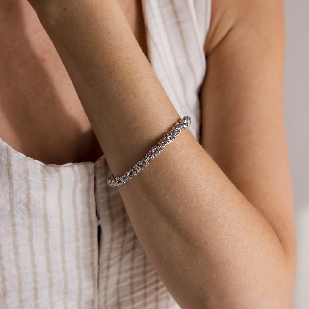 Bold Byzantine Bracelet Silver 18K Gold Plated