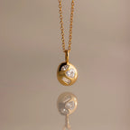 Mixed Diamond Capsule Necklace  Silver 18K Gold Plated