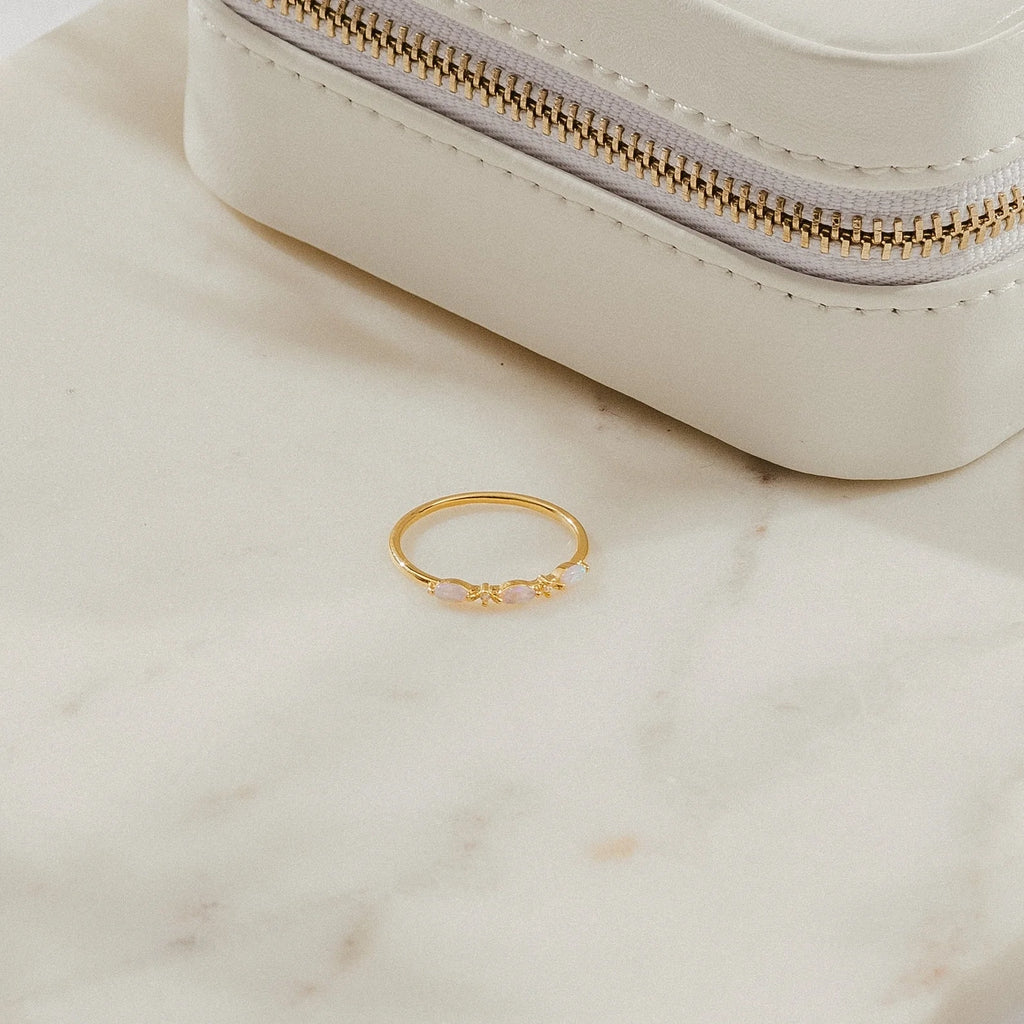 Diamond Alessia Trio Opal Ring Silver 18K Gold Plated