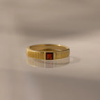 Ribbed Garnet Band Silver 18K Gold Plated
