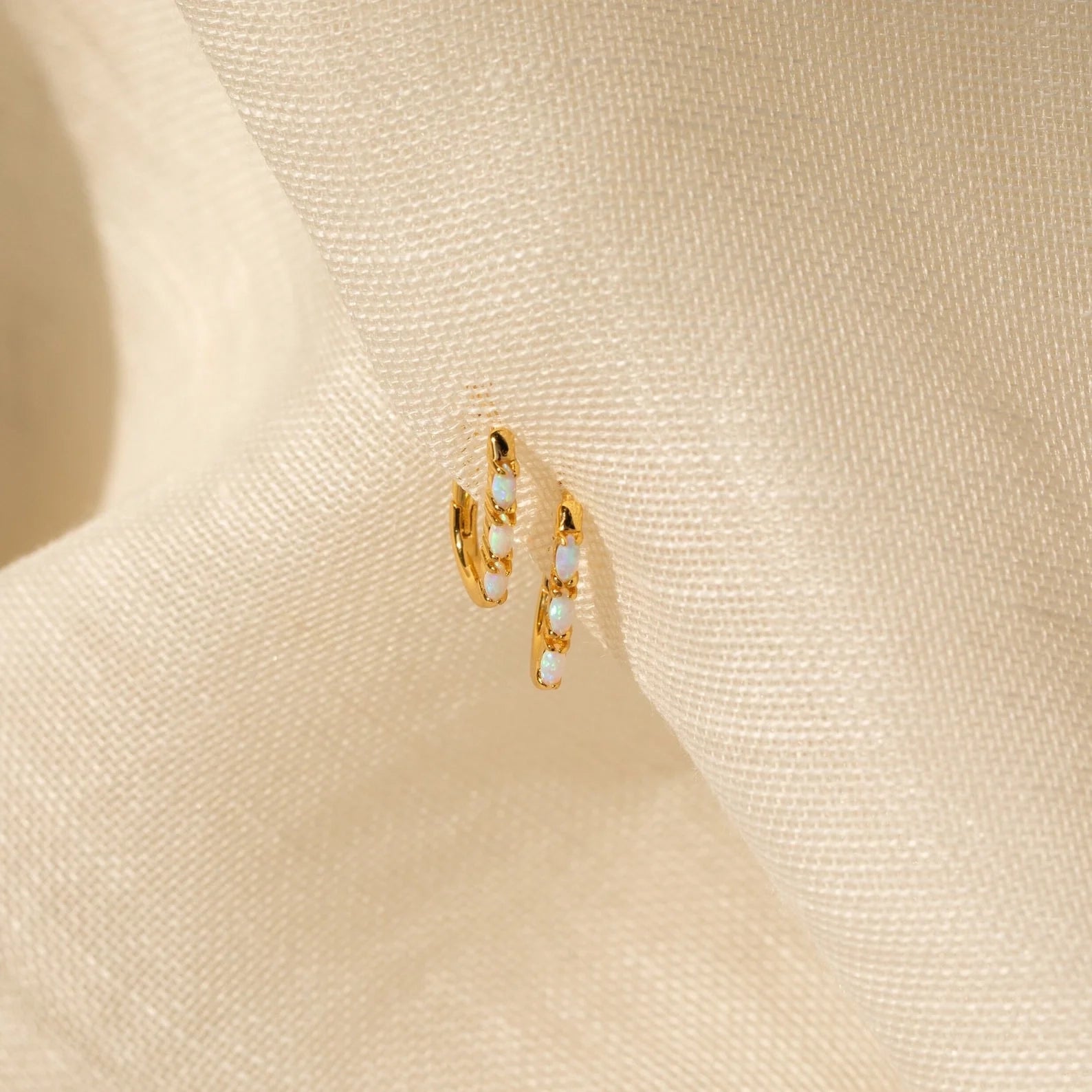 Halo Opal Hoops Silver 18K Gold Plated