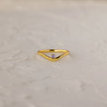 Alexandrite Drop Curve Ring Silver 18K Gold Plated