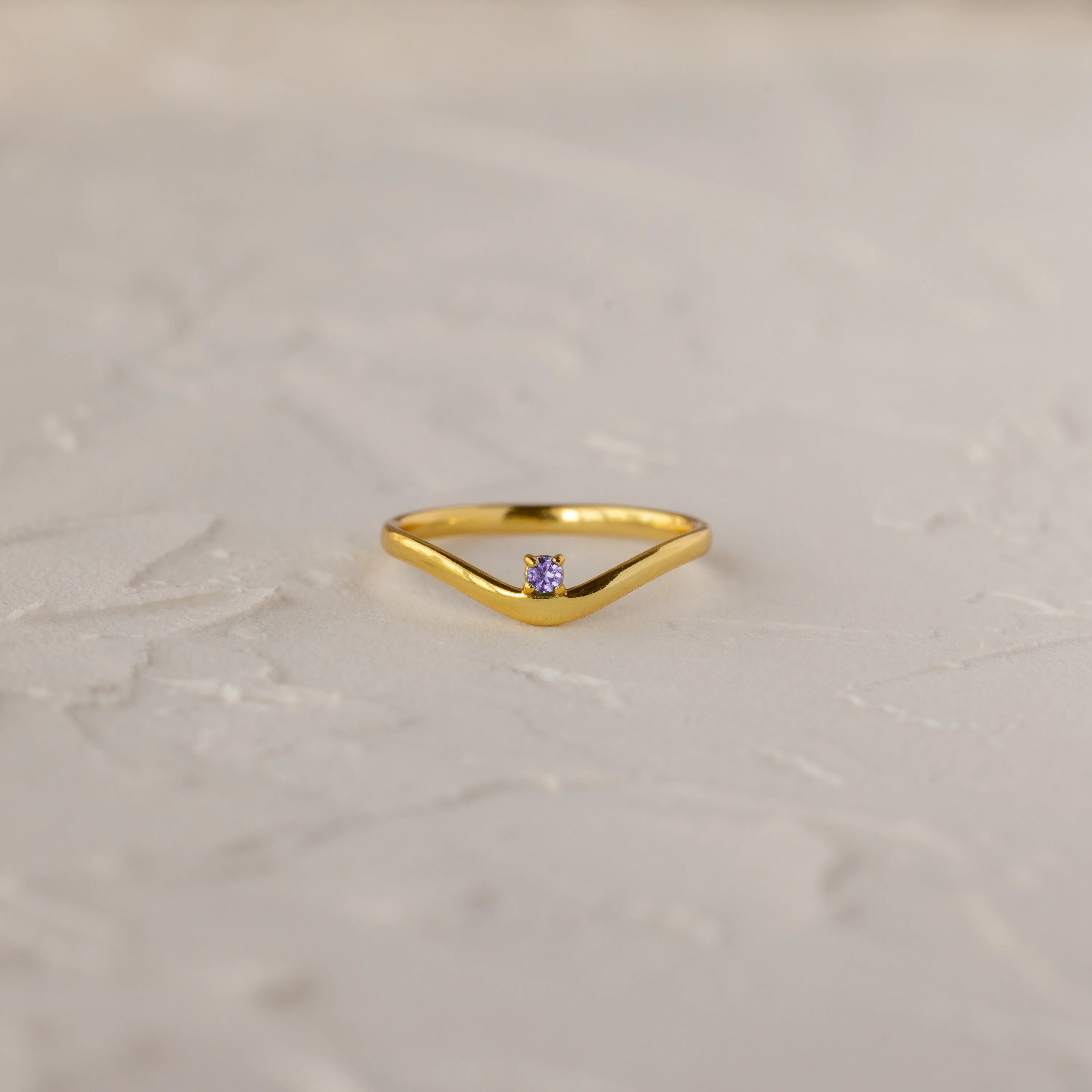 Alexandrite Drop Curve Ring Silver 18K Gold Plated