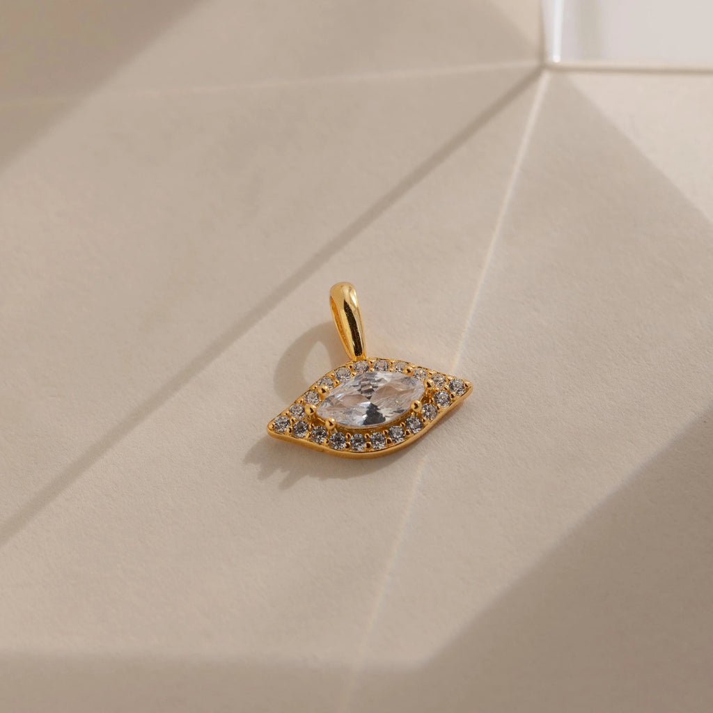 Diamond Evil Eye Charm Silver 18K Gold Plated