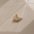Diamond Evil Eye Charm Silver 18K Gold Plated