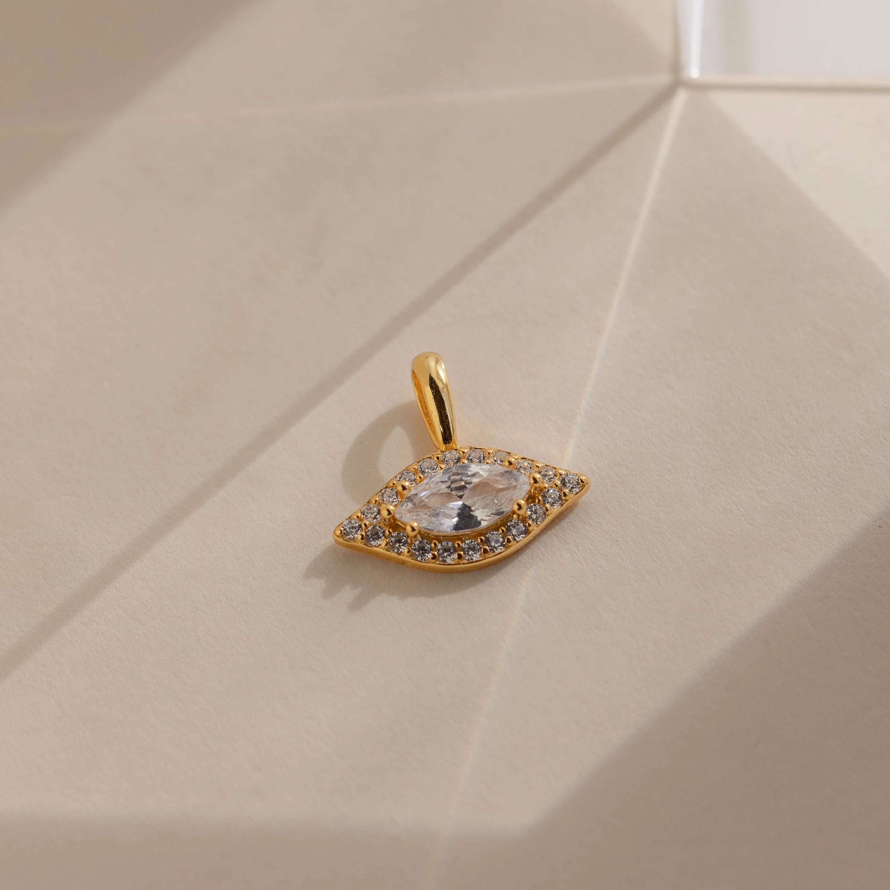 Diamond Evil Eye Charm Silver 18K Gold Plated