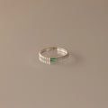 Emerald Dainty Ribbed Ring Silver 18K Gold Plated
