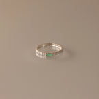 Emerald Dainty Ribbed Ring Silver 18K Gold Plated