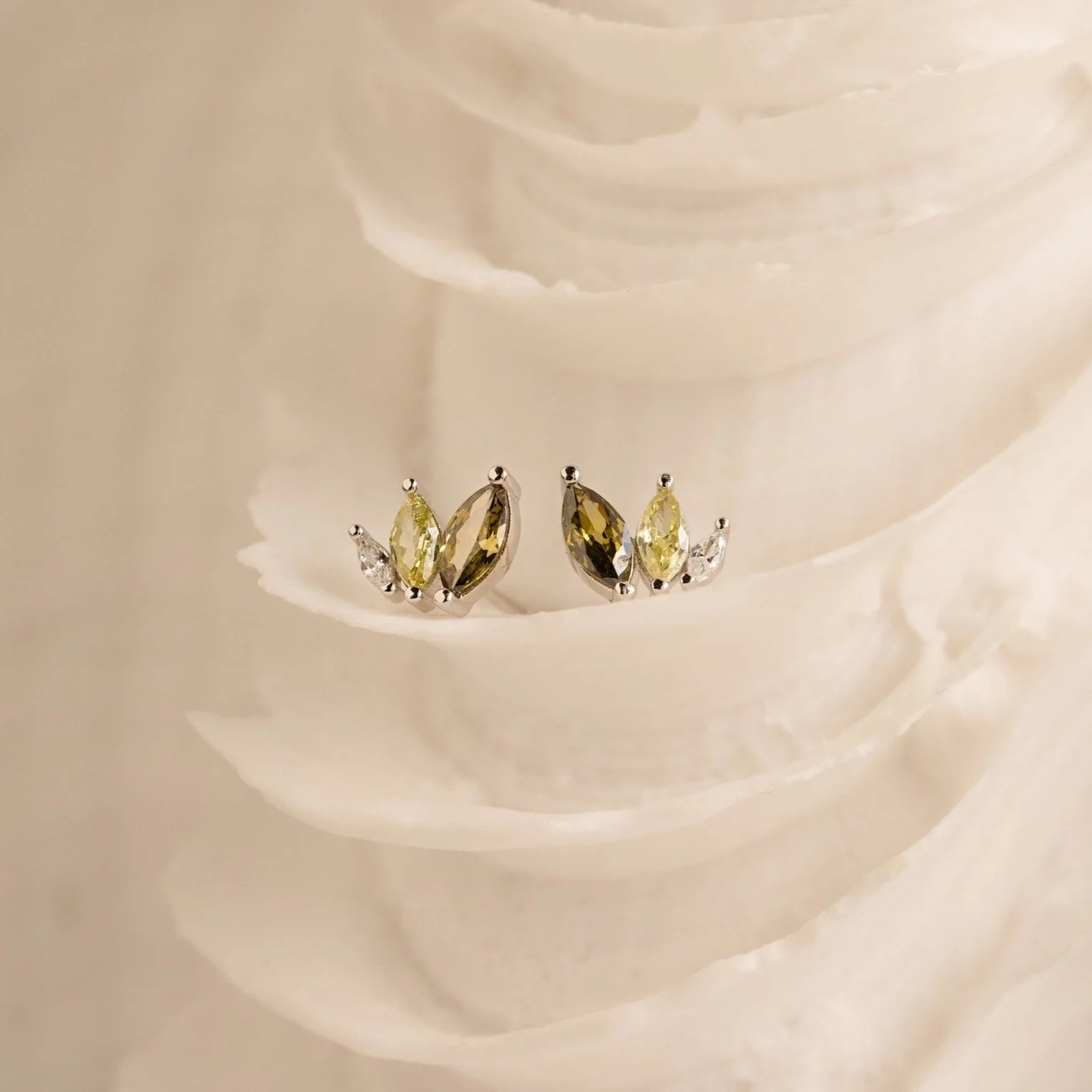 Seagrass Peridot Marquise Studs Silver 18K Gold Plated