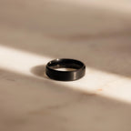 Men's Thick Black Ring Silver 18K Gold Plated