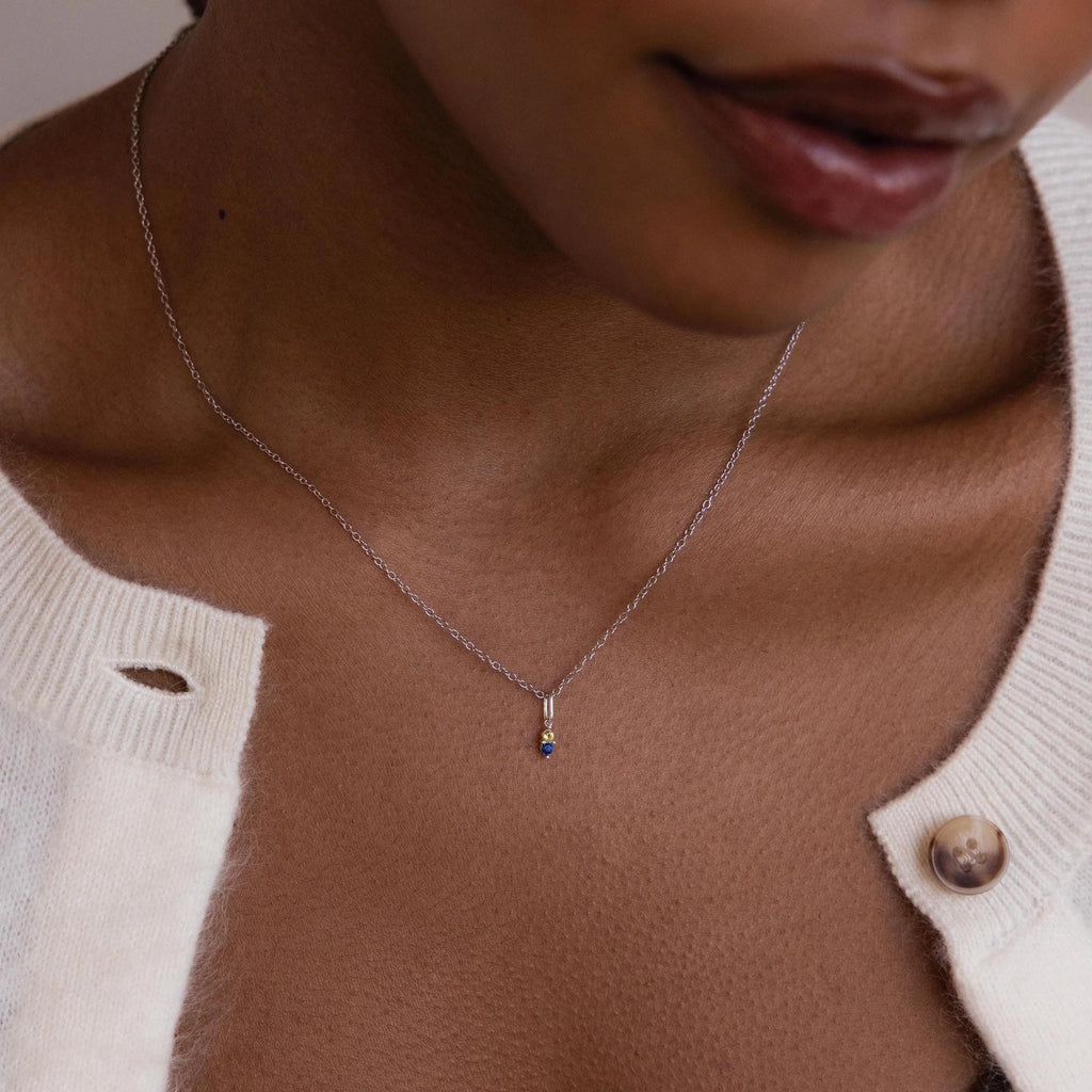 Dainty Duo Birthstone Charm Silver 18K Gold Plated