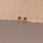 Diamond Bow Drop Studs Silver 18K Gold Plated
