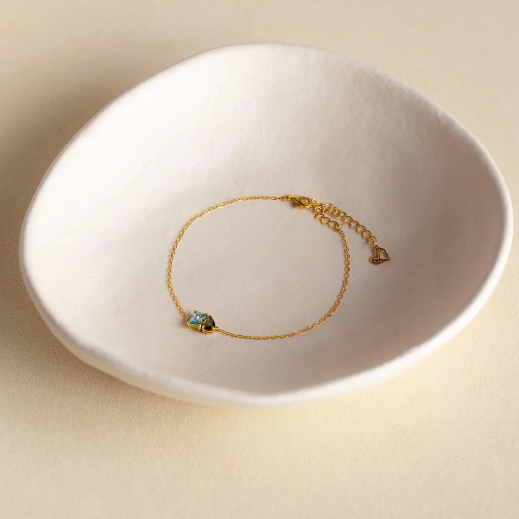 Toi et Moi Birthstone Bracelet Silver 18K Gold Plated