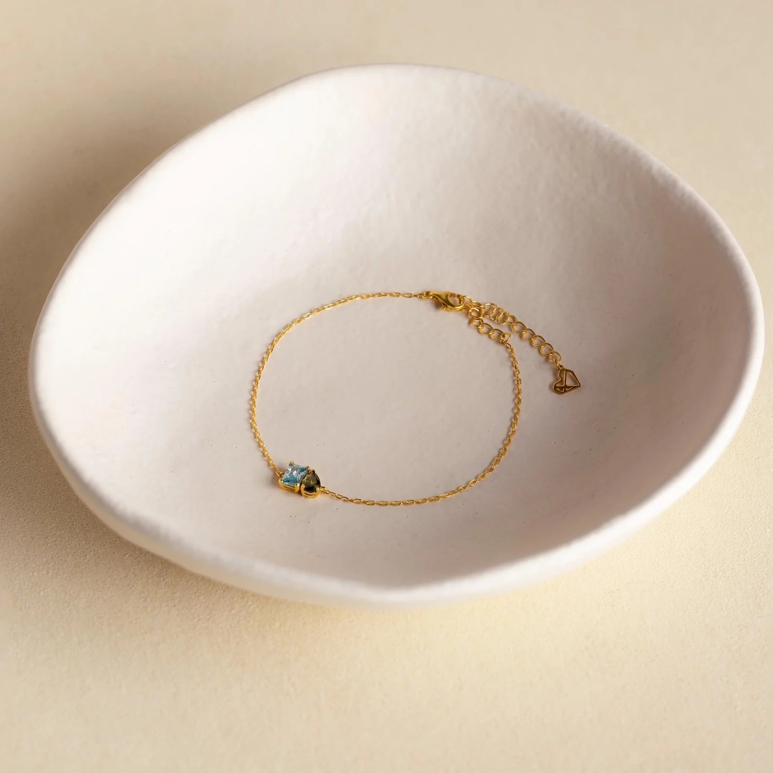Toi et Moi Birthstone Bracelet Silver 18K Gold Plated