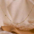 Ivy Diamond Station Necklace Silver 18K Gold Plated