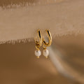 Dainty Pearl Huggies Silver 18K Gold Plated