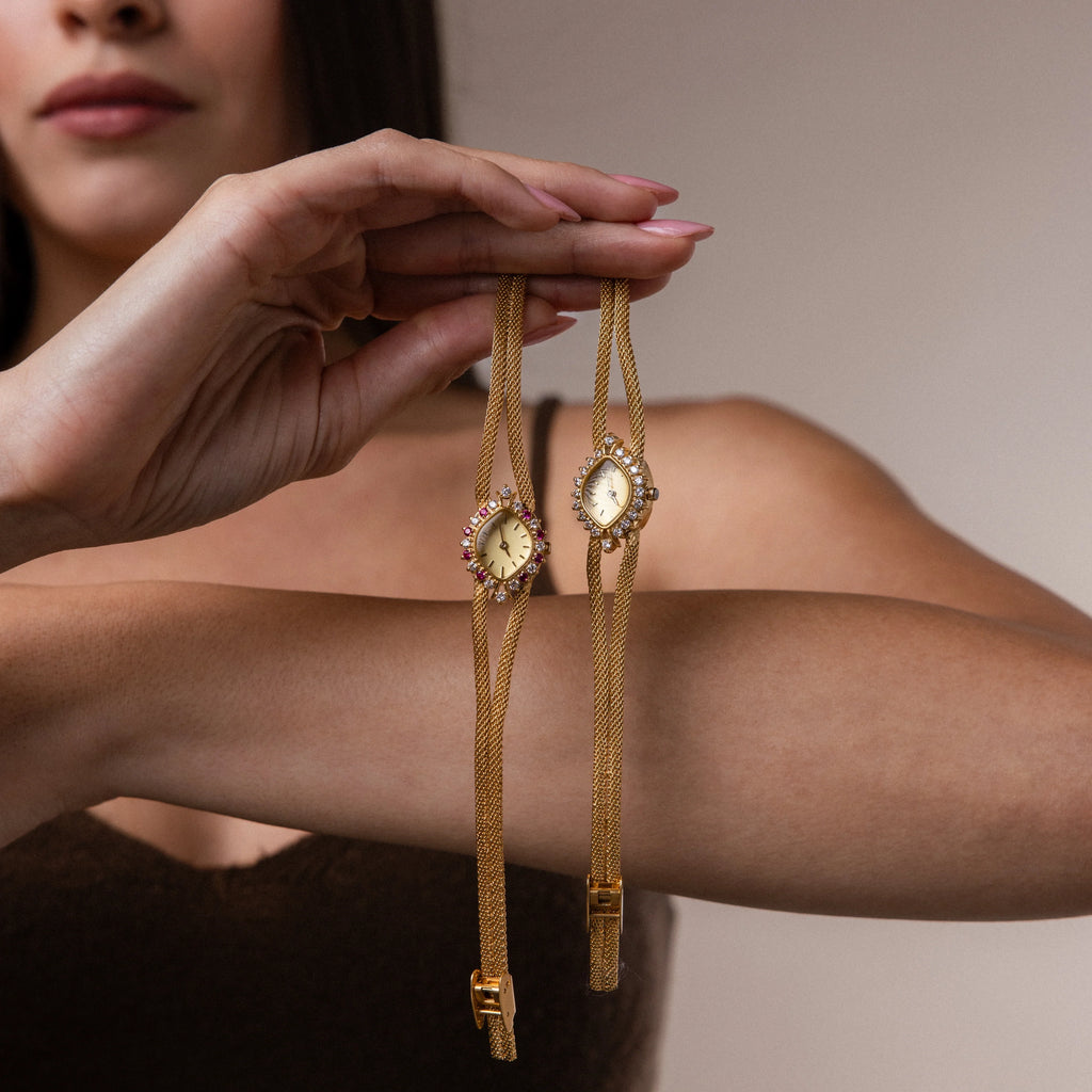 Duo Chain Ruby Timepiece Silver 18K Gold Plated