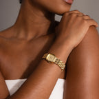Pave Woven Timepiece Silver 18K Gold Plated