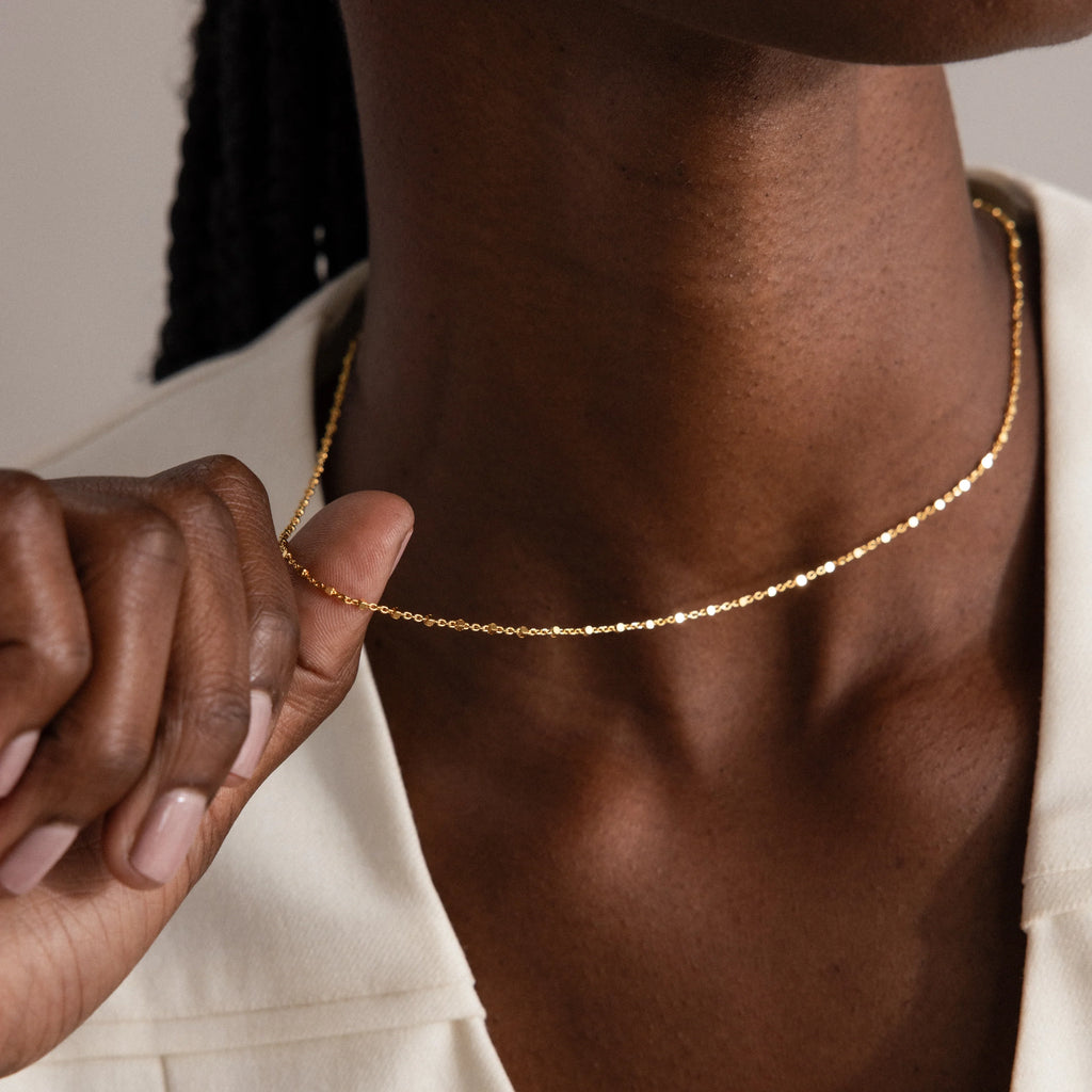 Dot Station Necklace Silver 18K Gold Plated