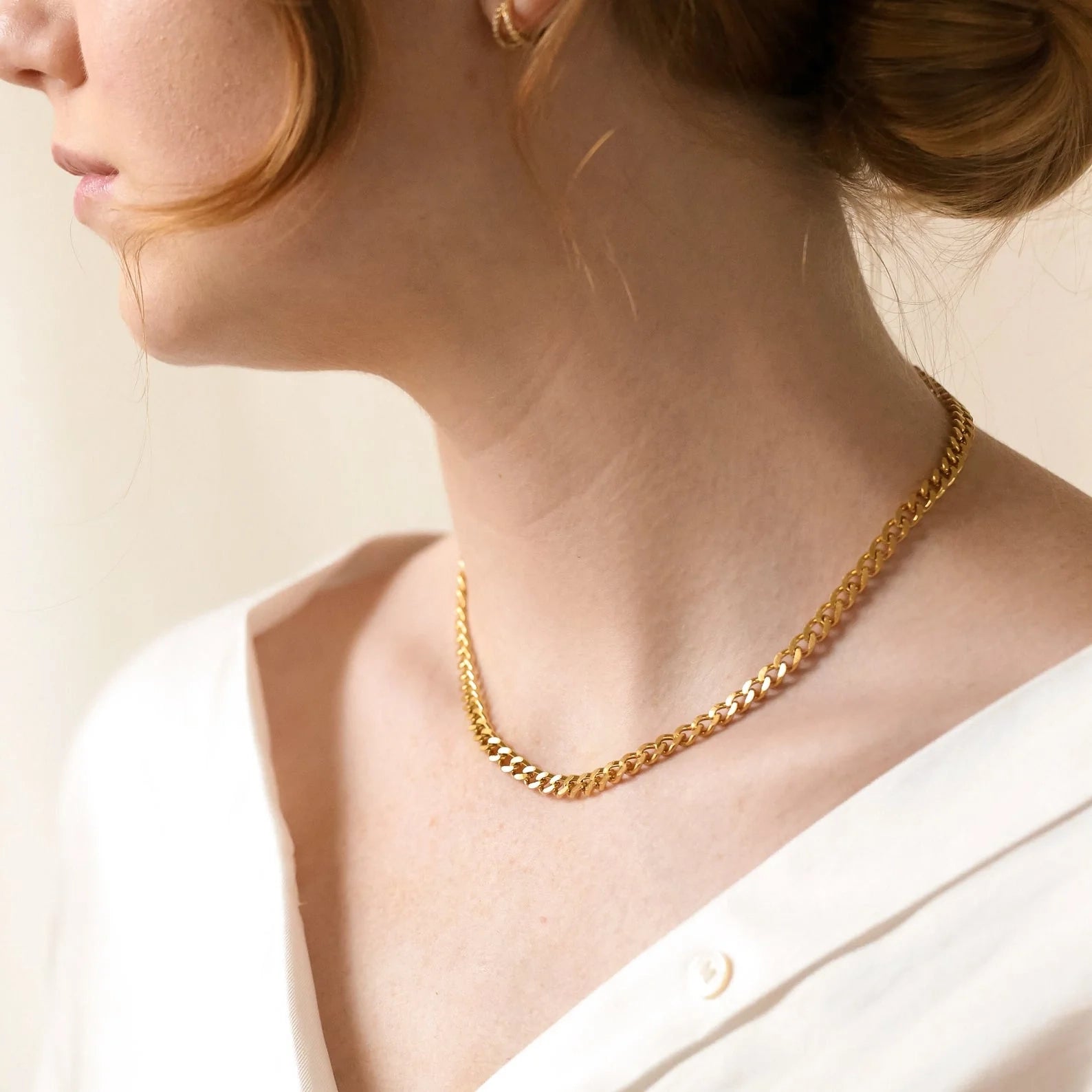 Blake Thick Curb Necklace Silver 18K Gold Plated